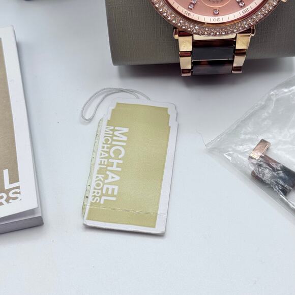 Michael Kors Parker Rose Gold Tortoise Watch - Picture 4 of 7